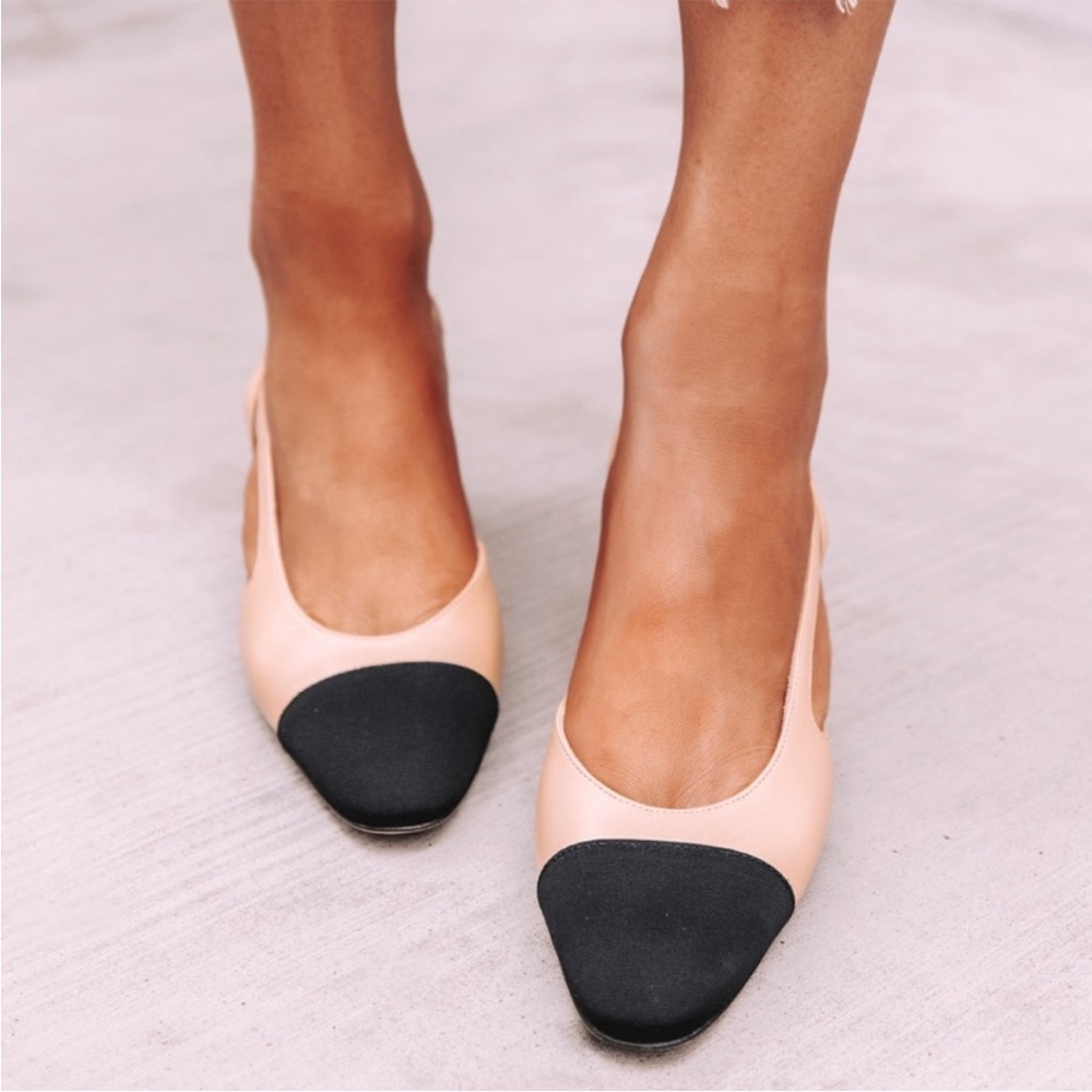 CHANEL slingback gold leather sandals CC interlocking logo cap toe black 6.5 7 - Picture 14 of 14